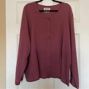 Flax Long Sleeve Gingham/Plaid Blouse Size Large